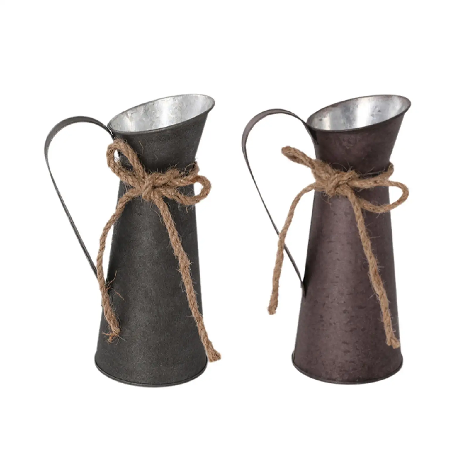 مزهرية إبريق الحليب دلو للزهور الريفي للزهور المجففة مع مقبض نباتات وعاء مزهرية زهور مزخرفة لحفلات الزفاف في الفناء والحمام #3