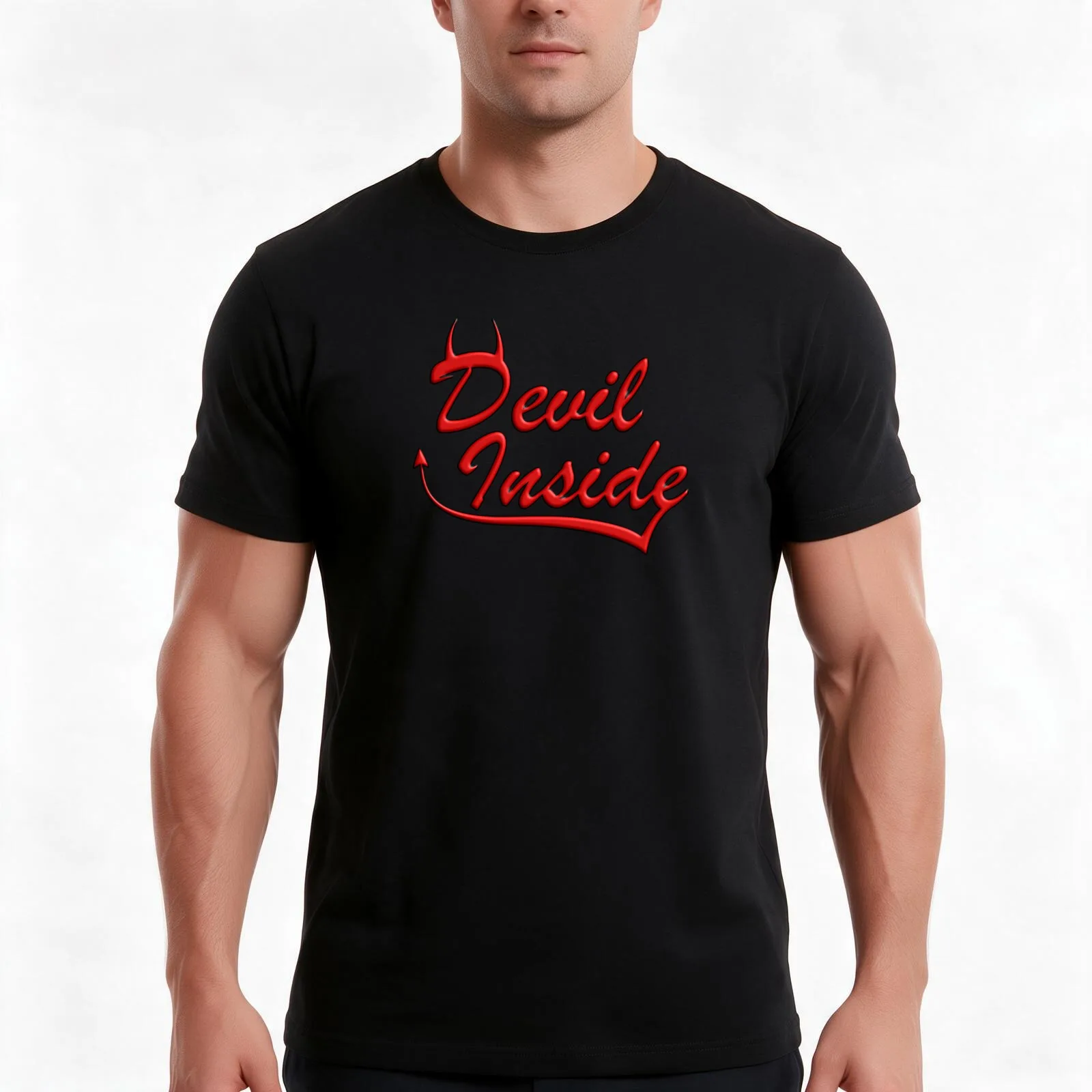 Devil Inside T-Shirt, Summer Casual Cotton Tee, Oversized Streetwear Tops, Vintage Graphic Print, Loose Fit Short Sleeve