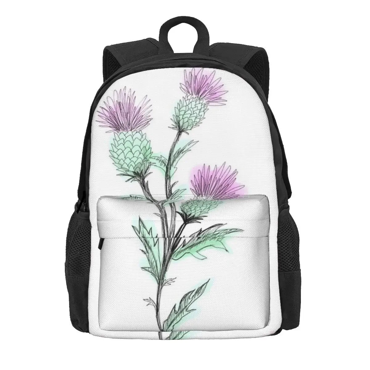 

Watercolor Thistle Backpacks Boys Girls Bookbag Students School Bags Cartoon Kids Rucksack Laptop Rucksack Shoulder Bag