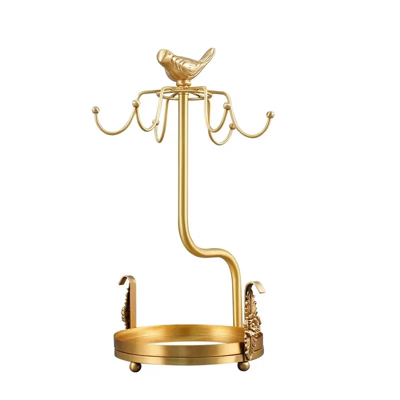 ヨーロッパ風コーヒーカップホルダー　軽奢真鍮製家庭用カップ＆ソーサー収納ハンガー　リビングルームダイニングテーブル　ウォーターカップ収納