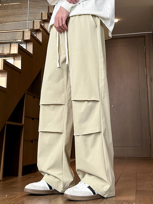 

American Sle Paratrooper Casual Pants Men Summer Thin Faion Workwear Straight Ice Silk Loose Match All Long Trousers