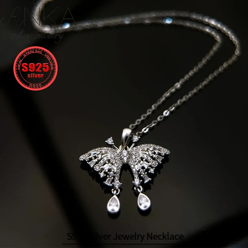 silver 925 Necklace Zirconia Spiritual Butterfly Necklace jewellery women Party Wedding Gift collares mujer tendencia 2024