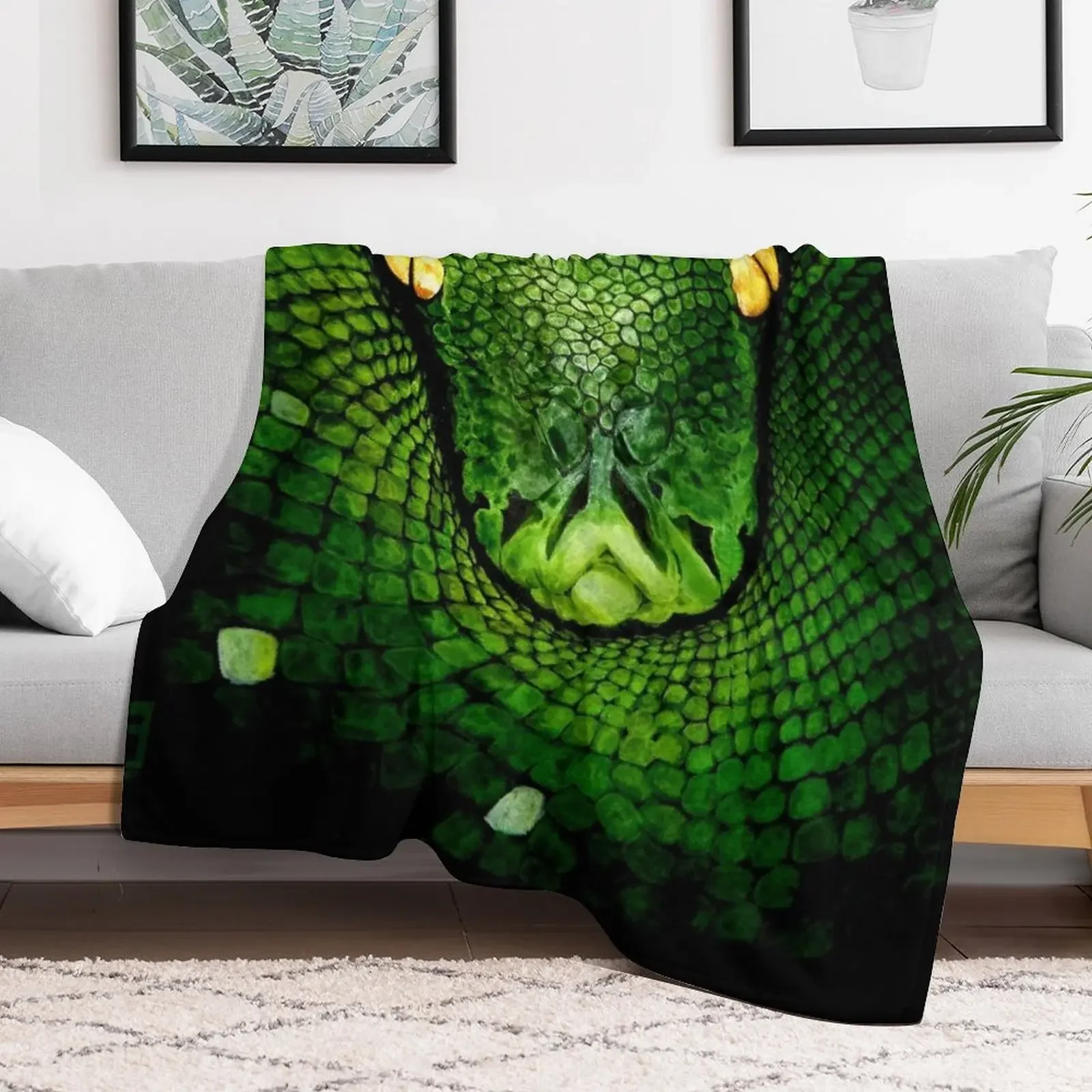 Green Tree Python (Morelia viridis) Throw Blanket Multi Purpose Soft Warm Blanket for Home Travel