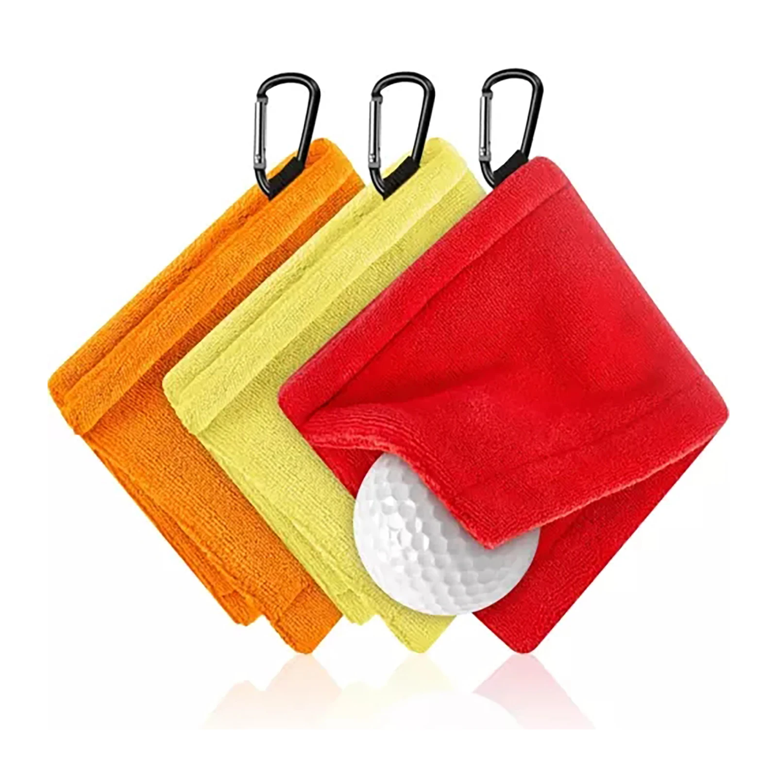 

3 шт., красочные полотенца для мяча для гольфа, сумка для гольфа, полотенца из микрофибры с зажимом для ключей для подарков, упражнений, фитнеса, спорта на открытом воздухе