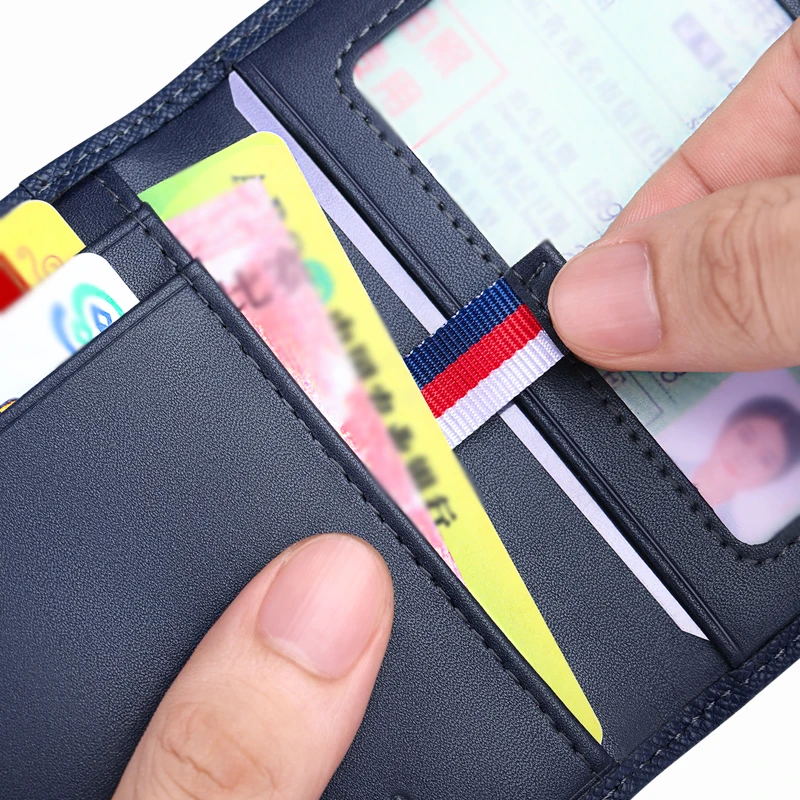 Card Holder Male Leather Vertical Ultra-Thin Card Holder Business Card Holder Holder Driver’s License Leather short Wallet