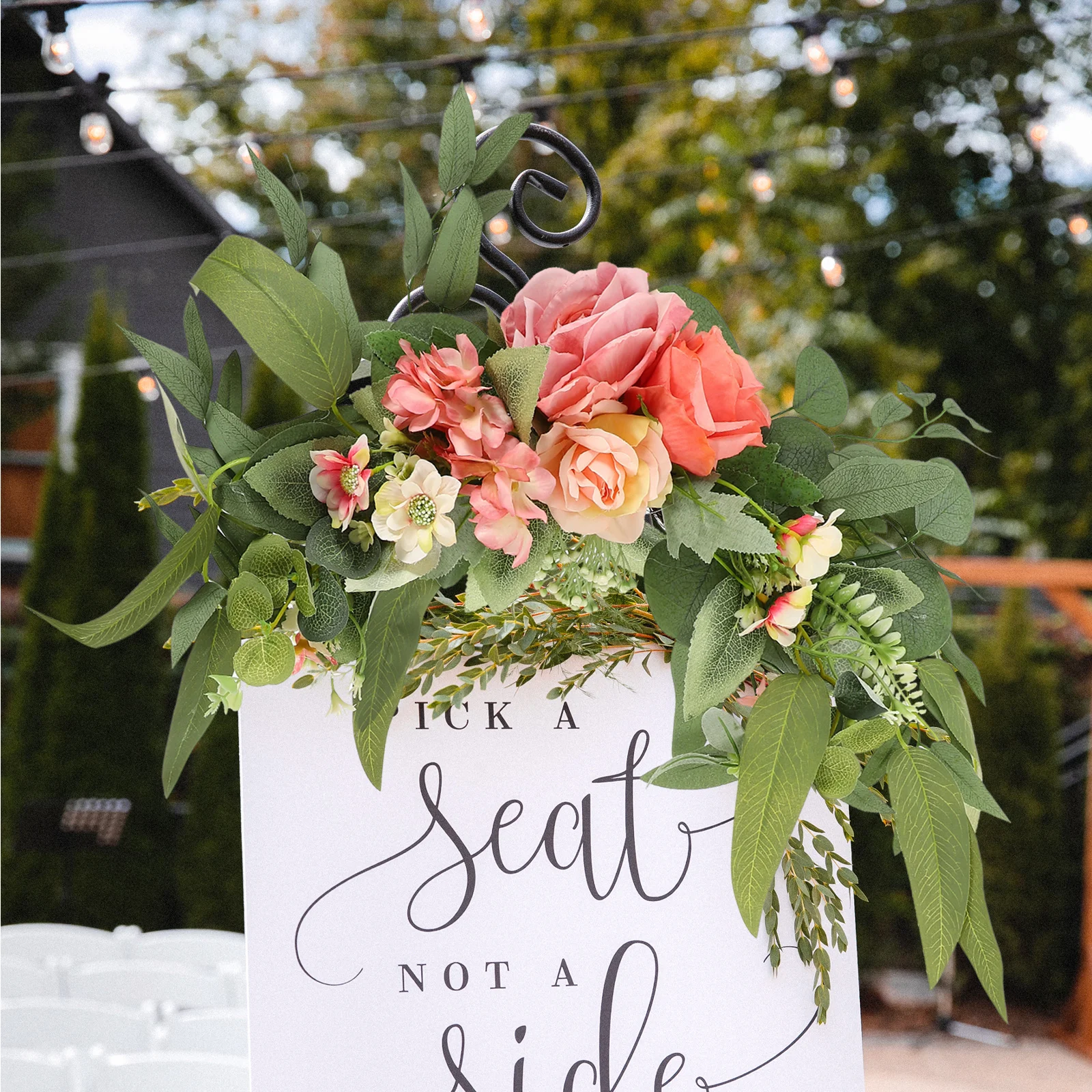 

2pcs Artificial Flower Adornment For Wedding Arch Floral Garland Decoration Diy Supplies Welcome Sign Decor Party Supply