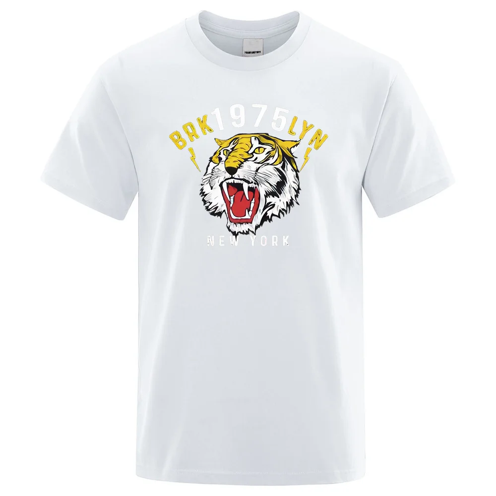 2024 New Summer T-shirt Men\'s Pure Cotton Round Neck Mighty Tiger Print T-shirt Men\'s Casual Comfort T-shirt Short Sleeve