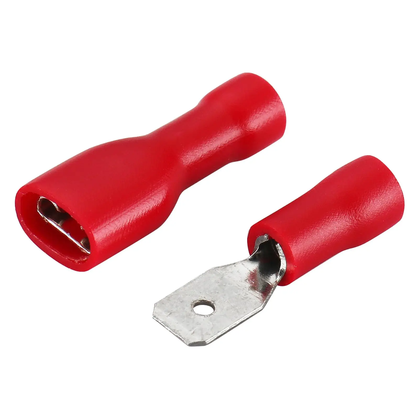 10/25/50 Pair FDD 1.25-250 MDD1.25-250 6.3mm Red Female and Male Insulated Voltage Terminal Connectors