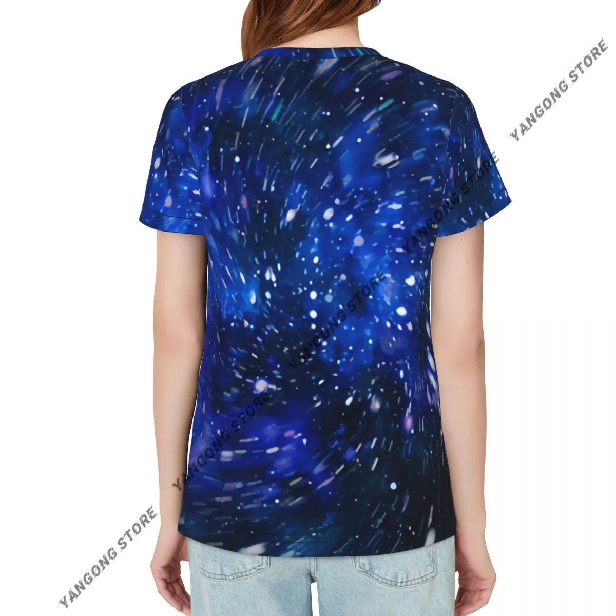 T Shirt Women Deep Space Star Field Tee Shirt Casual Round Neck Short Sleeve Streetwear Female T-Shirt