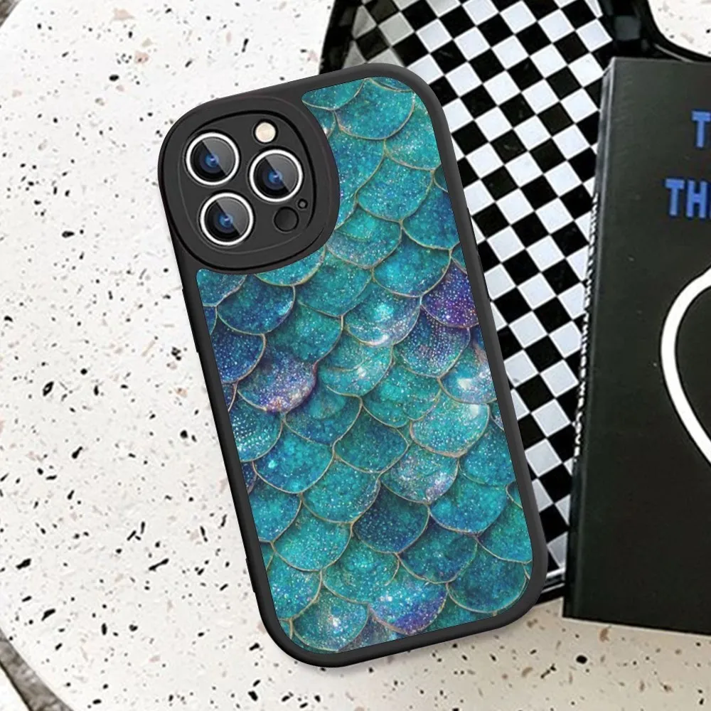 Mermaid Fish Scales Picture Phone Case Hard Leather For iPhone 14 13 12 Mini 11 14 Pro Max Xs X Xr 7 8 Plus Fundas