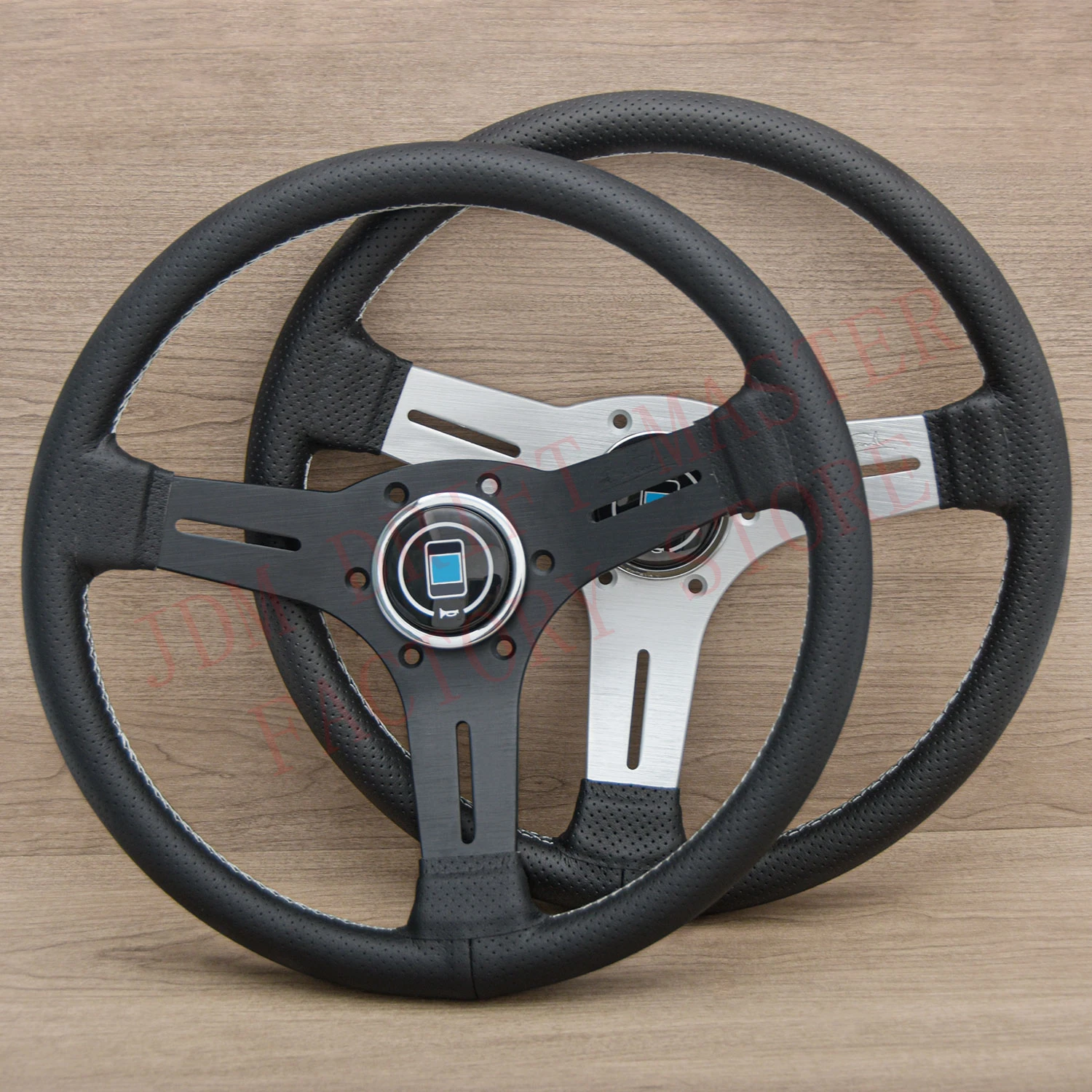 Universal 13inch 330mm Leather Steering Wheel Flat JDM Sim Racing Sports Steering Wheel