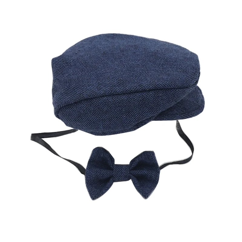 Gentleman Bow Tie Hat Outfits Set, adereços fotografia recém-nascidos para bebê infantil, QX2D