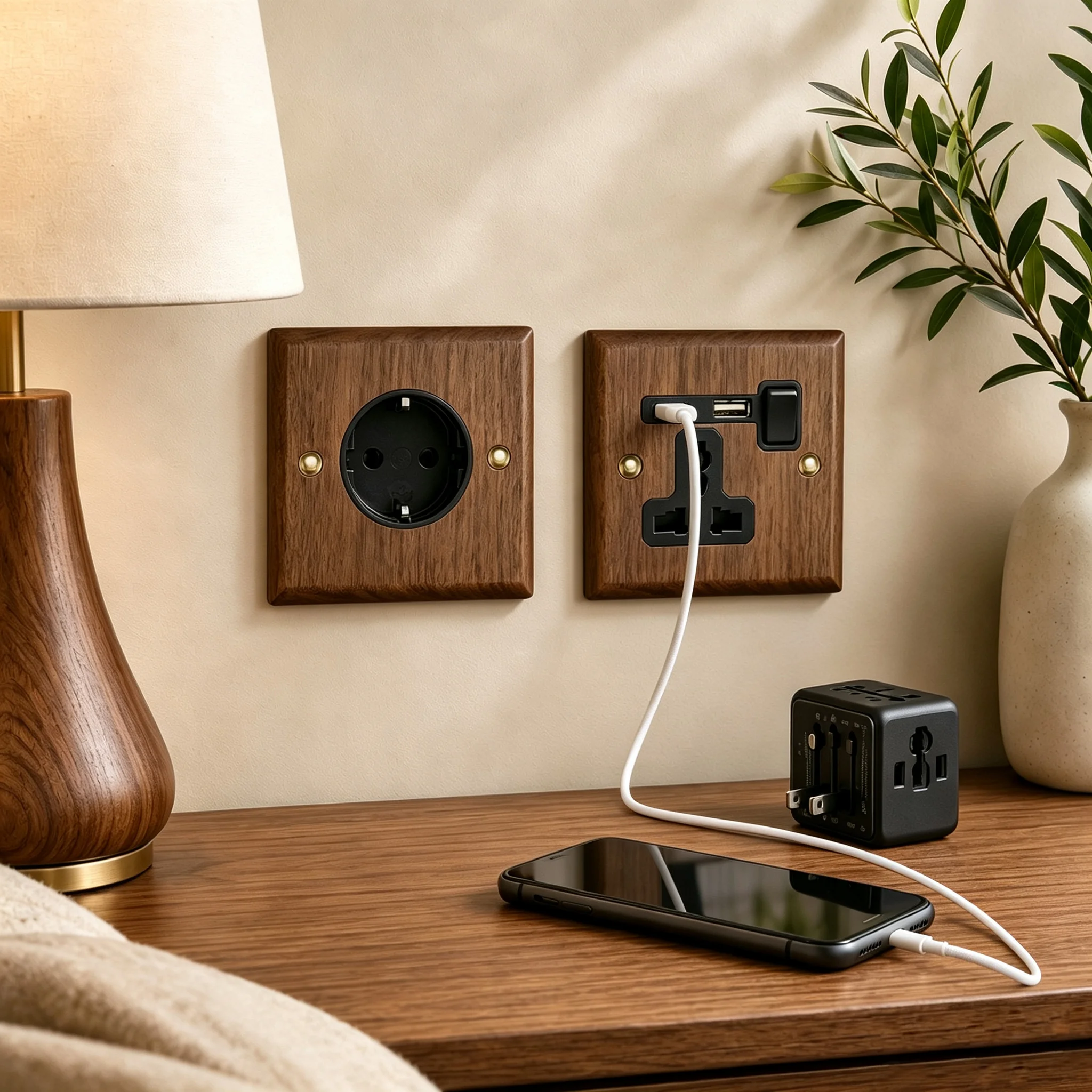 High Quality Retro Europe Type Vintage Wall Light Switch Socket, Solid Wood Brass Toggle Switch Plate, Antique Home Stay Switch image 5