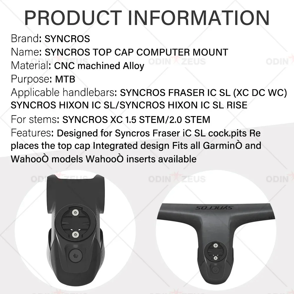 SYNCROS CNC ALUMINUM TOP CAP COMPUTER MOUNT -10° FOR Garmin/Wahoo/Bryton FOR FRASER IC SL WC/DC/XC Handlebars XC STEM 1.5/2.0