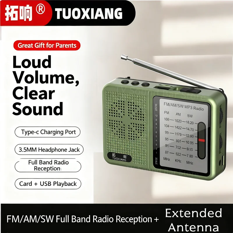 

Высокомощный AM FM SW перезаряжаемый портативный радиоприемник со встроенным громкоговорителем и карманным радио для наушников для TF USB 3,5 мм Play for Elder