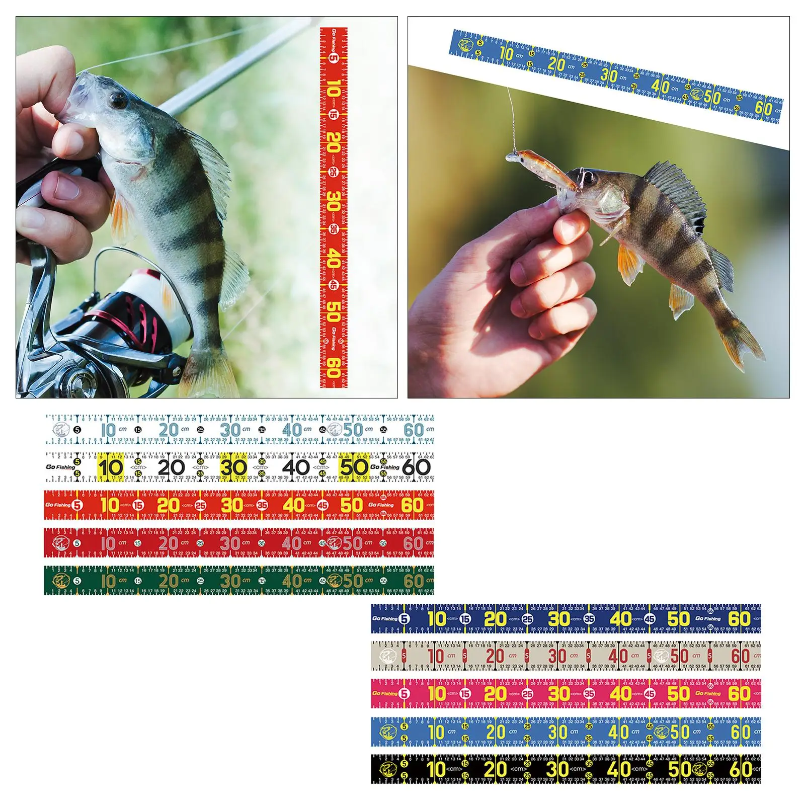Régua de pesca dobrável portátil multiuso com escala de medição precisa