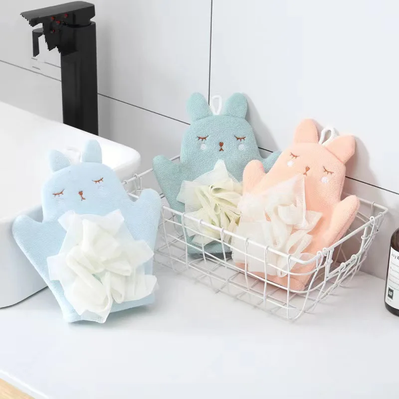 Guanti da bagno per bambini in cartone animato asciugamano da bagno in cotone per bambini spazzole da bagno per animali carini comodi accessori da bagno in spugna per doccia