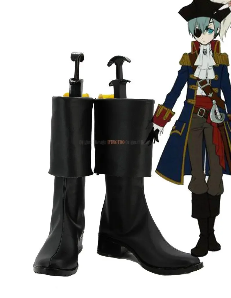

Kuroshitsuji Pirate Ciel Shoes Cosplay Black Butler 2 Pirate Ciel Cosplay Boots Black Shoes Custom Made Any Size