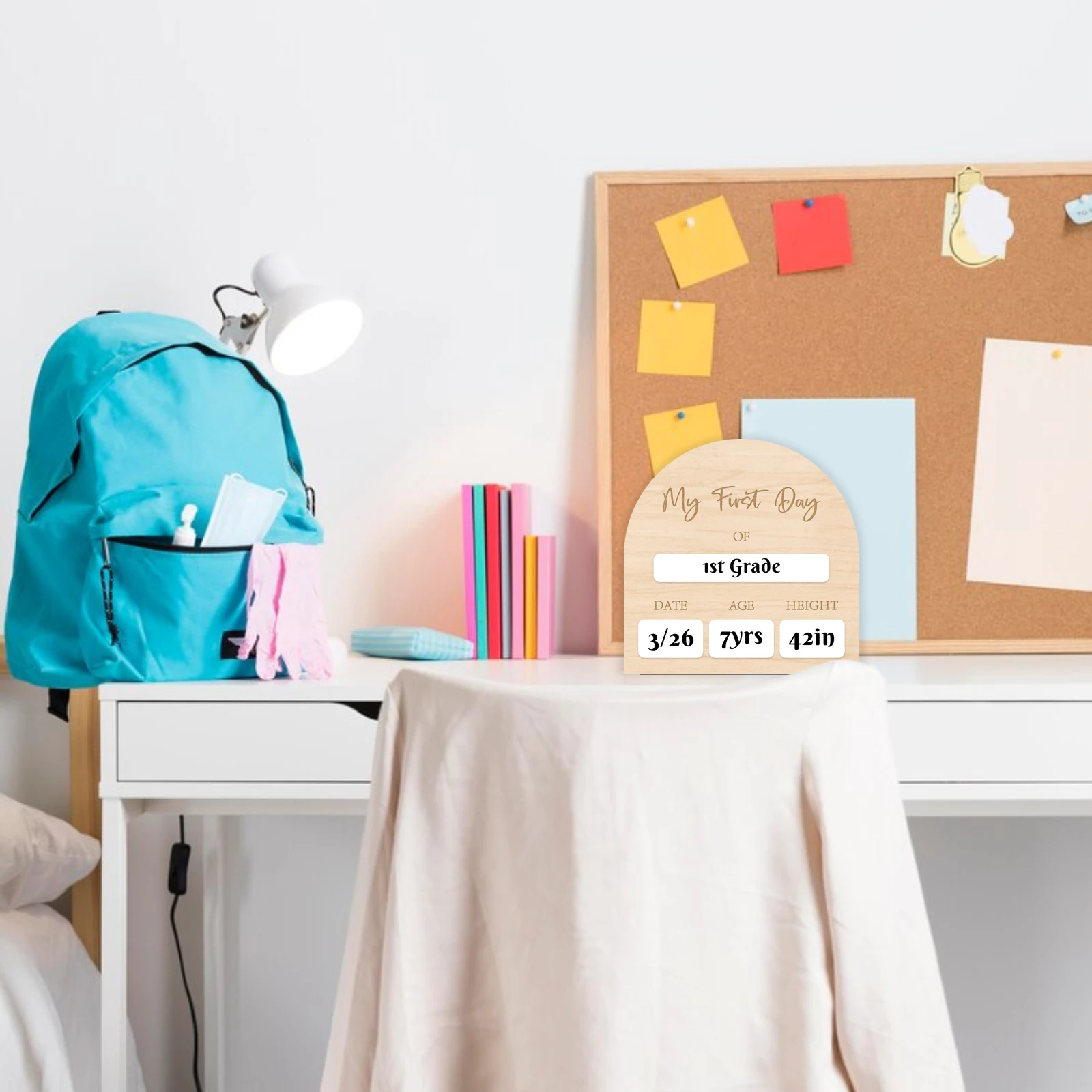 'My First Day Of' Wooden Milestone Board – White Reusable Photo Prop Sign for any one day celebrations Memories