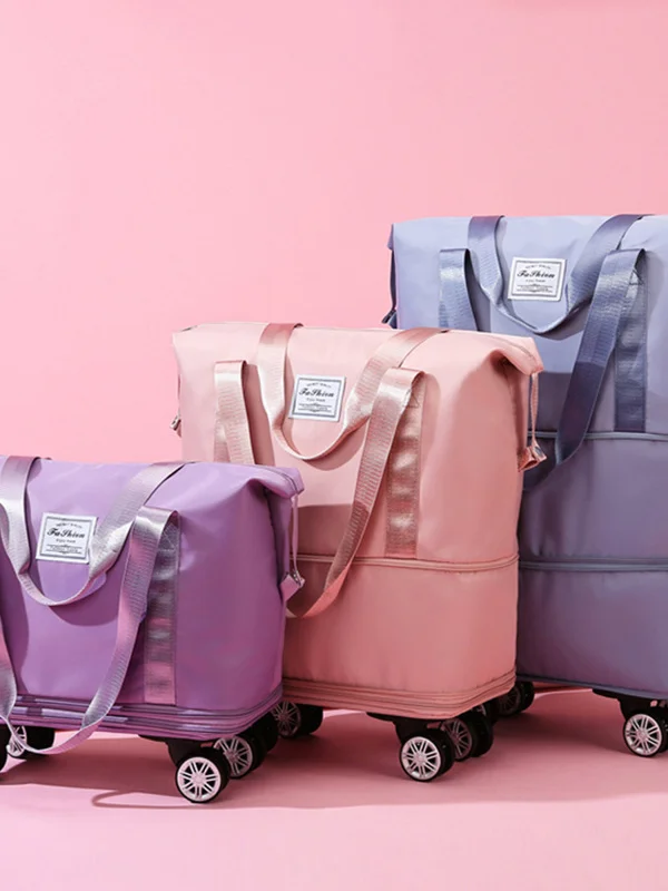 

Large Capaci Women's Travel Bag with Universal Wheels Lightweight Foldable Pull Rod Storage Bag with Roller for Che-In Lu...