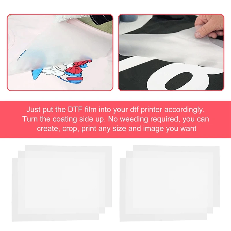 Dtf Overdracht Film 100 Sheets-A4 Huisdier Warmte Overdracht Papier Voor Diy Direct Op T-Shirts. Sokken, Tassen, 8.3 Inch X 11.7 Inch