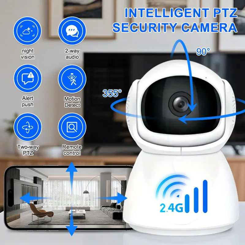4K HD 2MP WiFi Smart Home Two-Way Voice AI Detection Auto-Tracking Security Baby Monitor Indoor Wireless IP Surveillance Camera