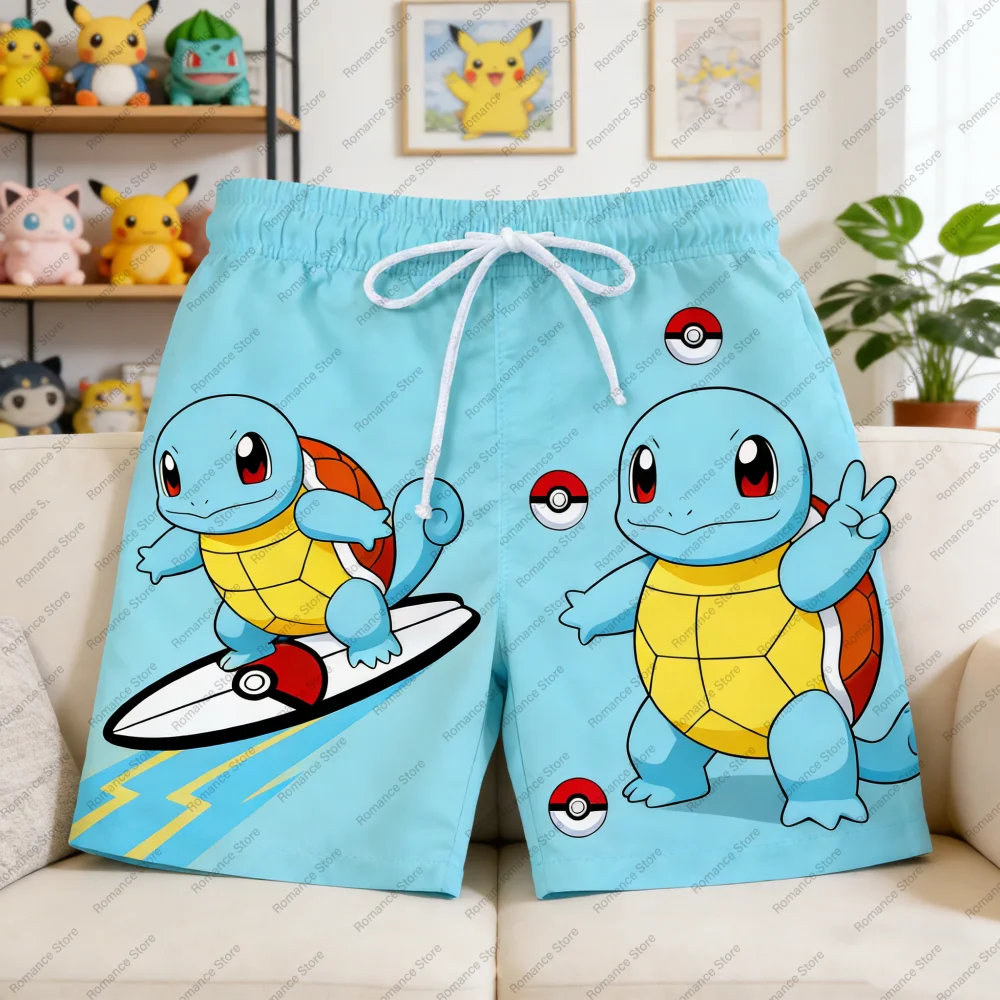 

Пляжные шорты с принтом Pokemon для женщин и мужчин, быстросохнущие шорты для серфинга с изображением Пикачу, Генгар, Иви, летние шорты для отдыха