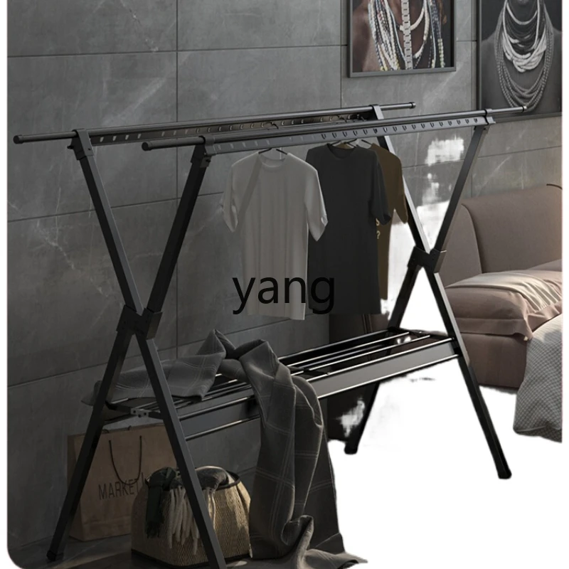 

Yjq Clothes Hanger Floor Folding Indoor Outdoor Household Balcony Double Rod Drying Quilt Stand