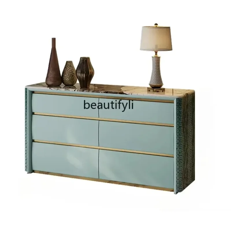 

Light luxury chest cabinet marble custom high-end TV cabinet bedroom storage porch storage cabinet