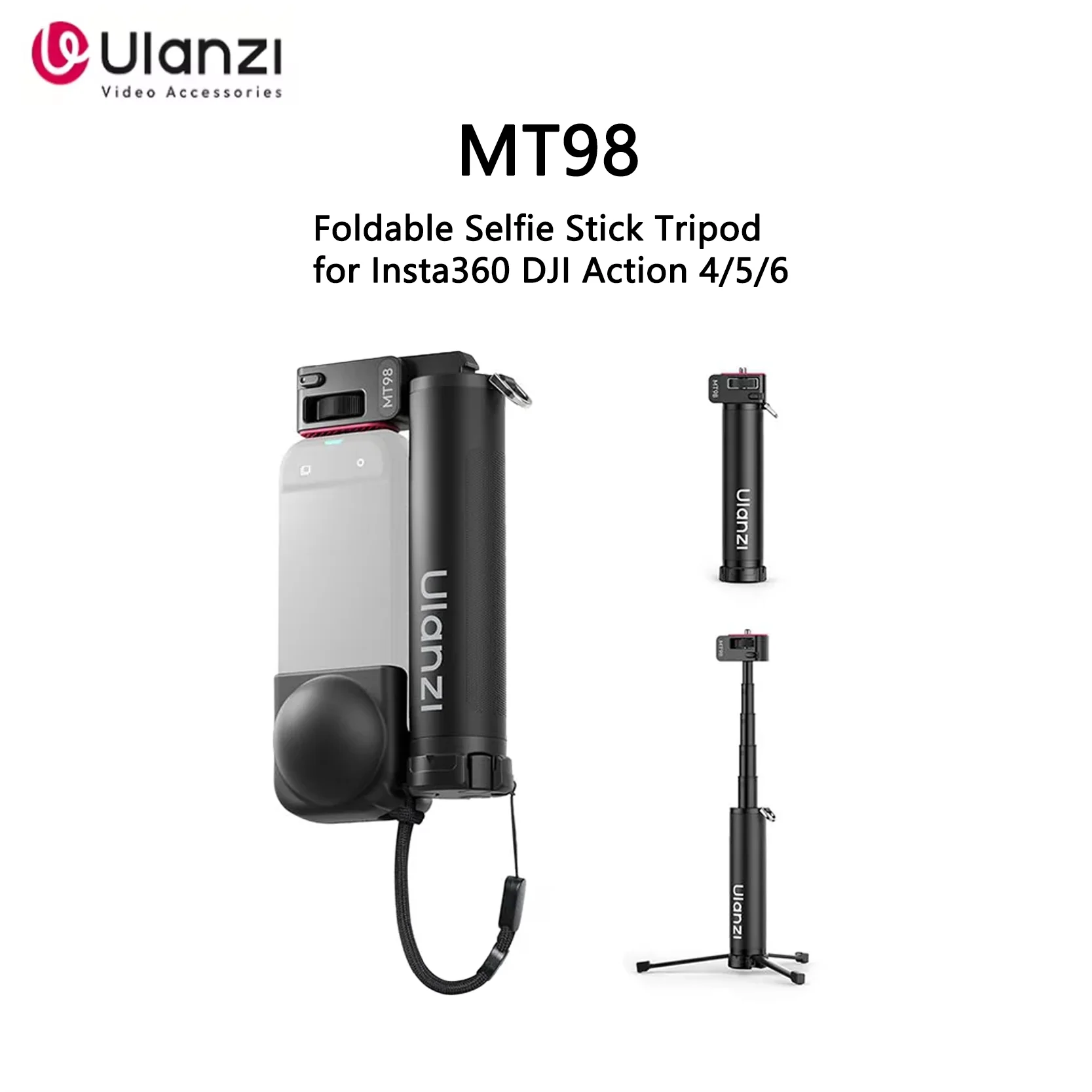 

Original Ulanzi MT98 Foldable Selfie Stick Tripod for Insta360 DJI Action 4 5 6 57CM Extended Length 17CM Compact Design