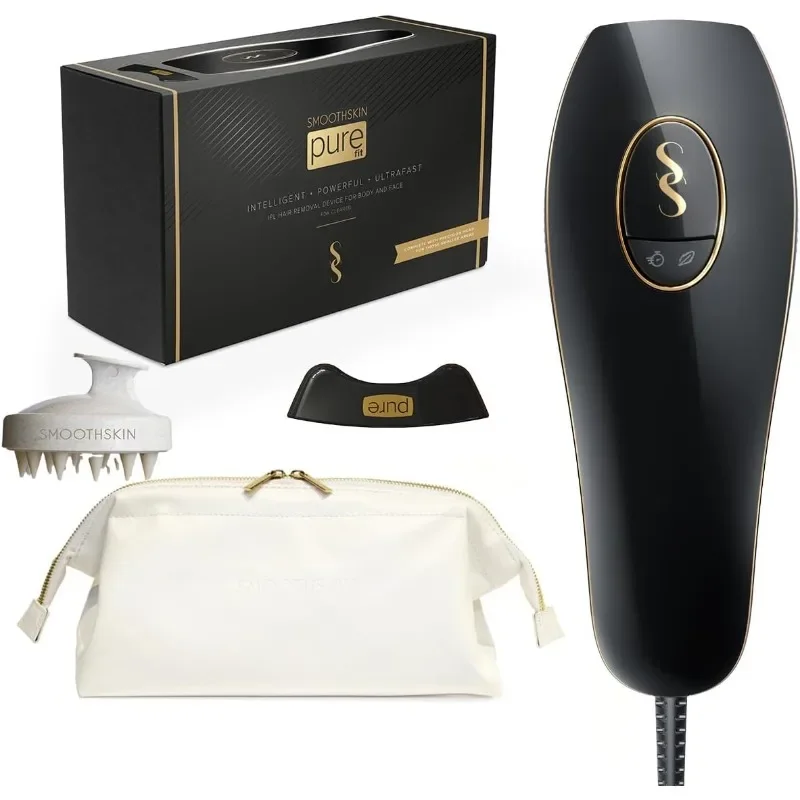 Smoothskin Pure Fit, Vanity Bag&Scrubber: IPL Laser Hair Removal Device, for Body & Face, Long-Lasting Hair Removal from Home