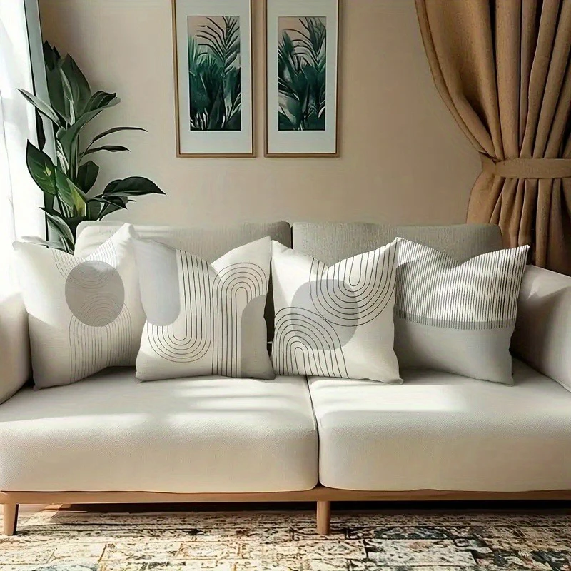 

Minimalist Geometric Line Throw Pillow Cover - Modern Decor for Sofa