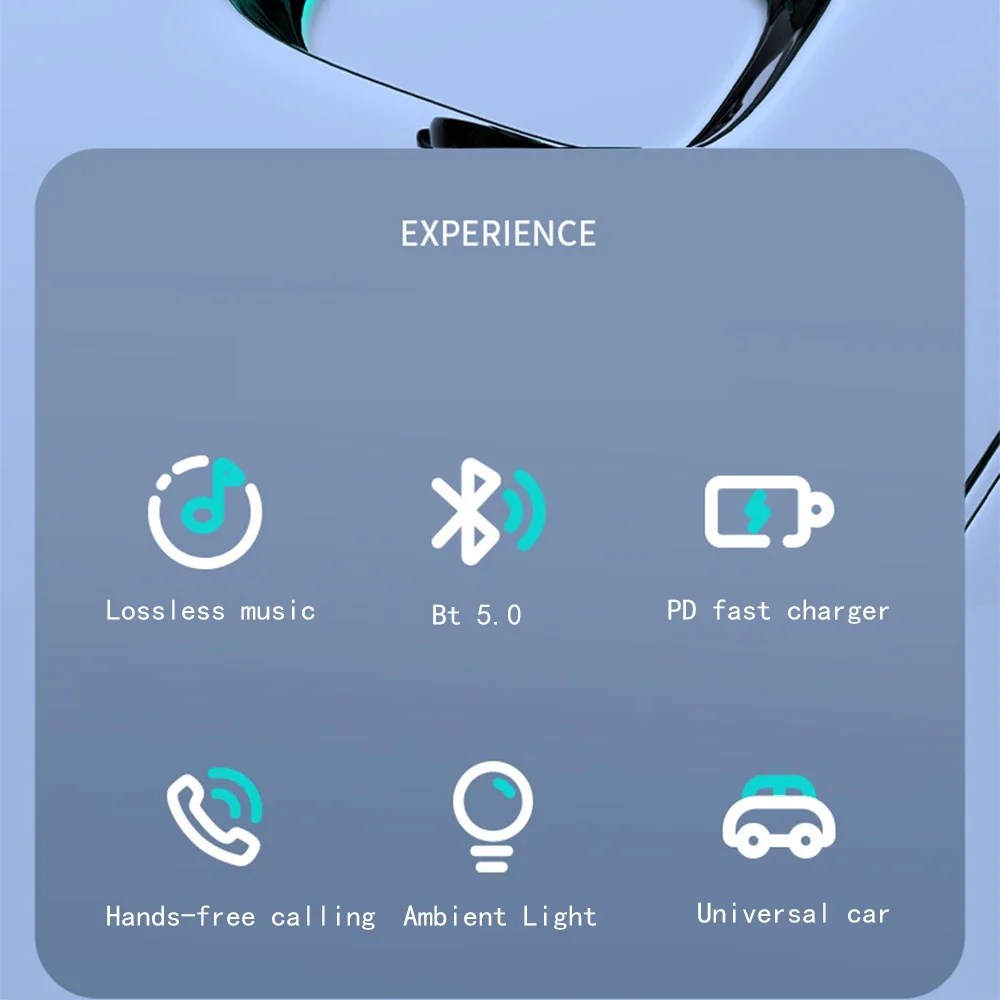 سيارة بلوتوث 5.0 FM الارسال PD 18 واط Type-C المزدوج USB 3.1A شاحن سيارة المحيطة ضوء ولاعة السجائر مشغل موسيقى MP3