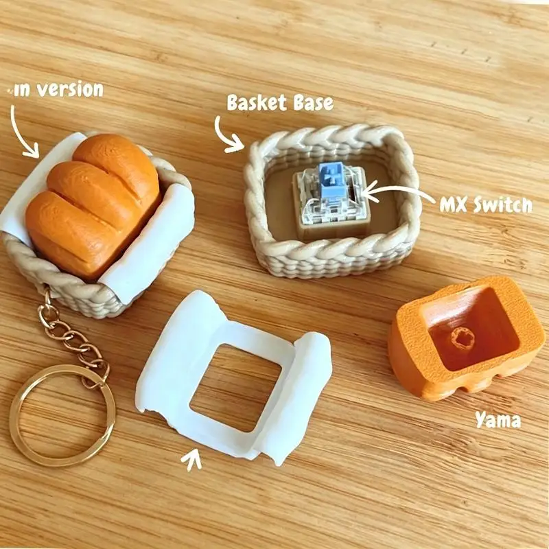 3D Printed Bread Clicker Fidget Toy Mechanical Press Keychain Pendant Stress Relief Decor For Bag Backpack Daily Leisure Use