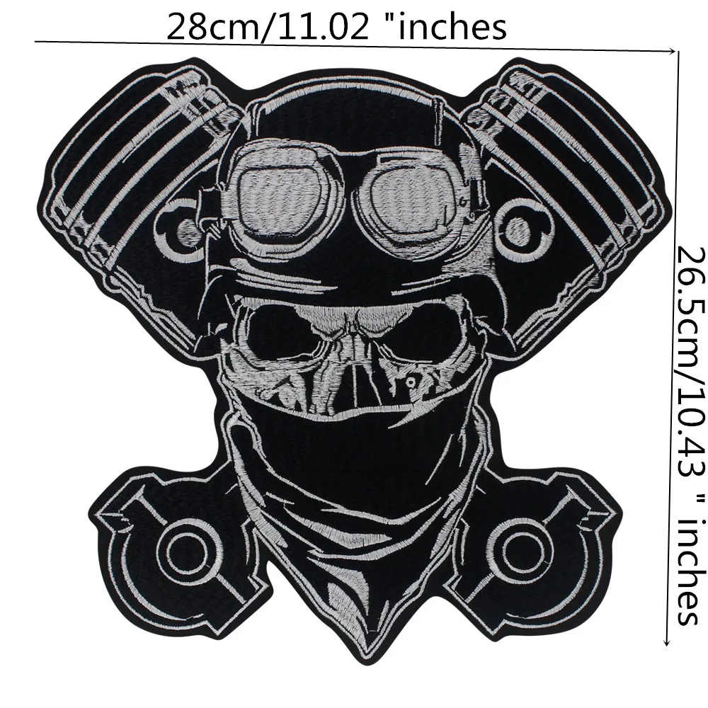 Mysterious Skull Embroidered Patches Wearing Glasses&Mask Fabric Embroidered Applique Punk Style Cross Screw Iron On Emblem