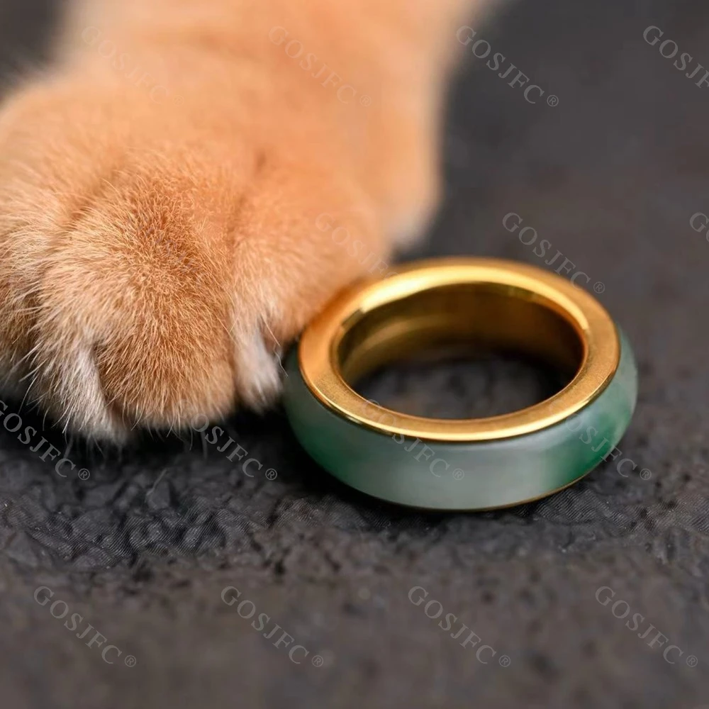 SHEXIANG EDC afrique JADEITE anneau Spinner Fidget jouets pour adultes soulagement du Stress jouet anneau cliquet Spinner soulagement de l'anxiété Gadgets