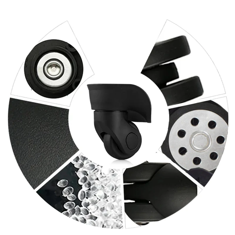 4Pcs/Set Accessories Luggage Suitcase Wheels Swivel Universal Swivel Wheel Black Dual Roller Wheels Outdoor
