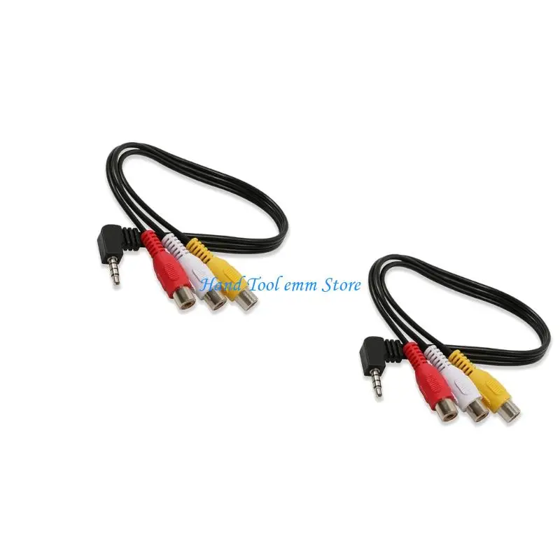 H37F Strong 3.5mm Male to 3RCA Female Viedo Adapter Cable for Improved Device Connection in Tight Areas Clearly Video Support