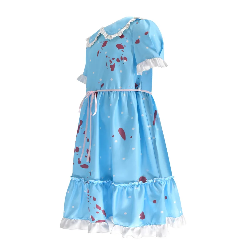 Horrorfilm Zwillings mädchen Cosplay blaues Kleid Kostüm Kind Halloween Blut glänzend