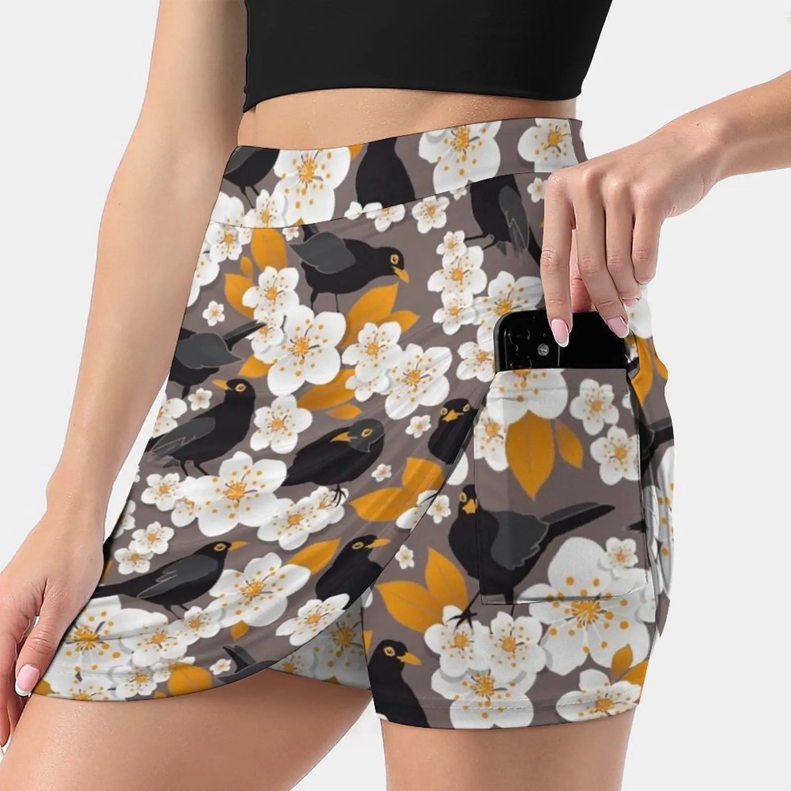 

Waiting For The Cherries Ii Skirts Woman Fashion 2022 Pant Skirt Mini Skirts Office Short Skirt Flower Flowers Floral Birds