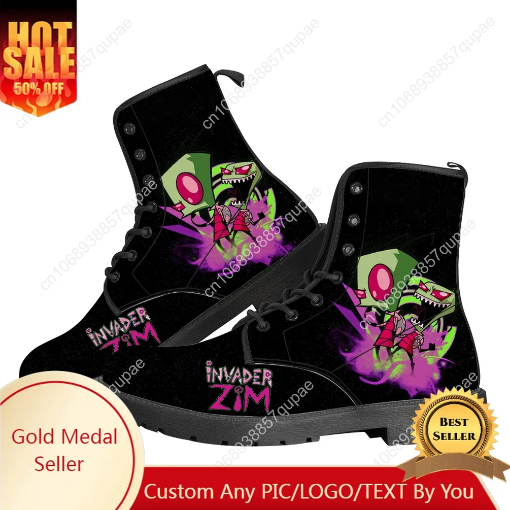 

Кеды Zim Anime: Мужские, женские и подростковые повседневные уличные ботинки с мультяшным принтом Invader, высококачественная обувь для пар, индивидуальный дизайн