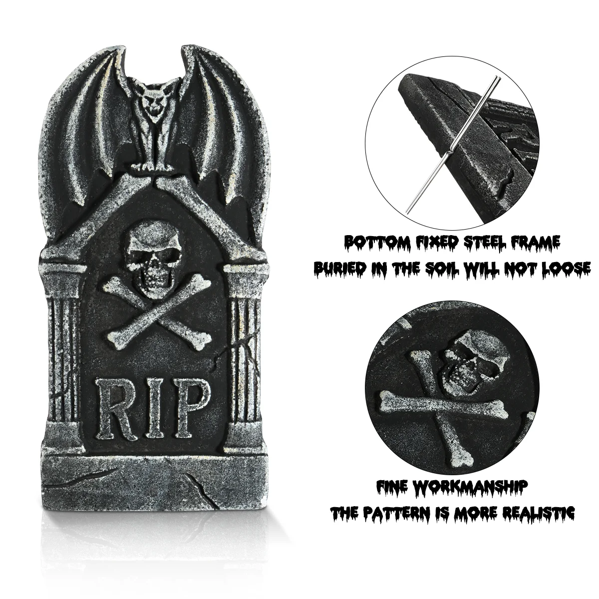 Real Looking Tombstone Halloween Decor Decorations Outdoor Miniature Foam Stones Gravestone