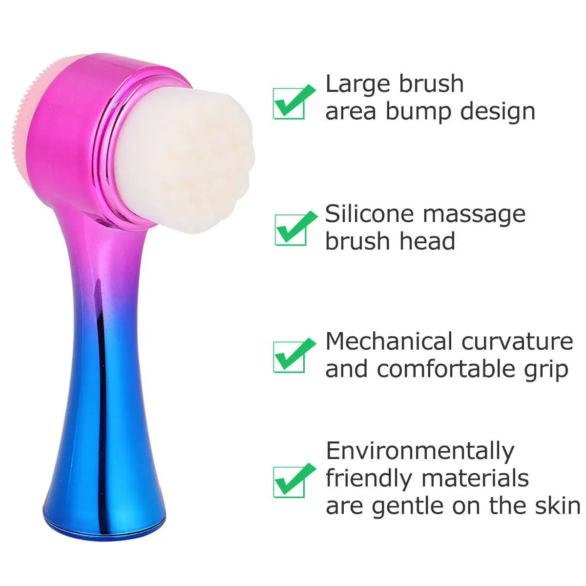 Escova de limpeza facial de silicone dupla face, limpador manual de pele, ferramenta de cuidados com a pele para esfoliação profunda dos poros, para c