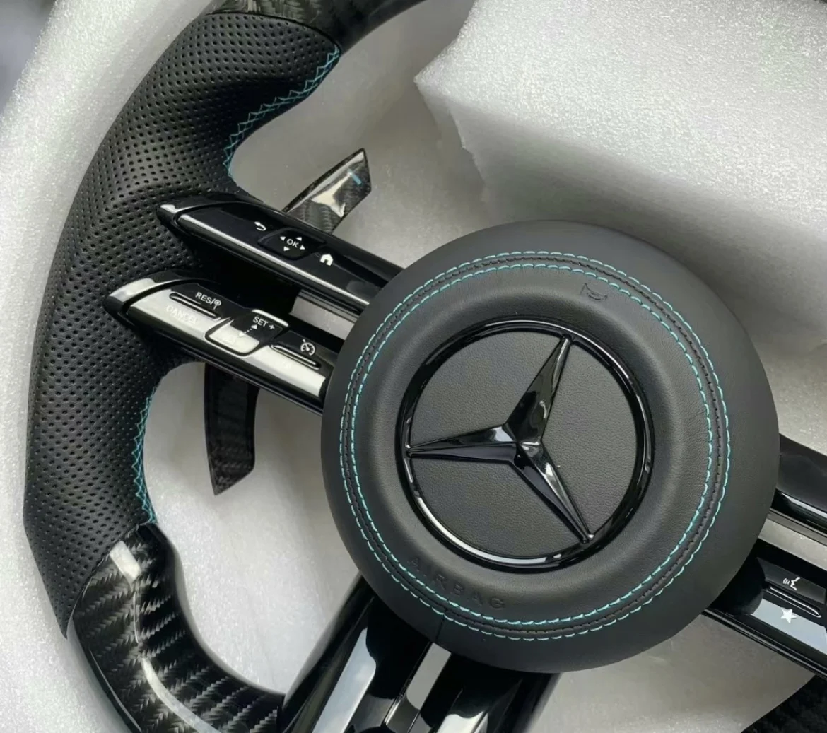 For Customized Modified Steering Wheel For Mercedes-Benz W213 W204 W205 W211 W213 Carbon Fiber Sports LED Paddles Steering Wheel