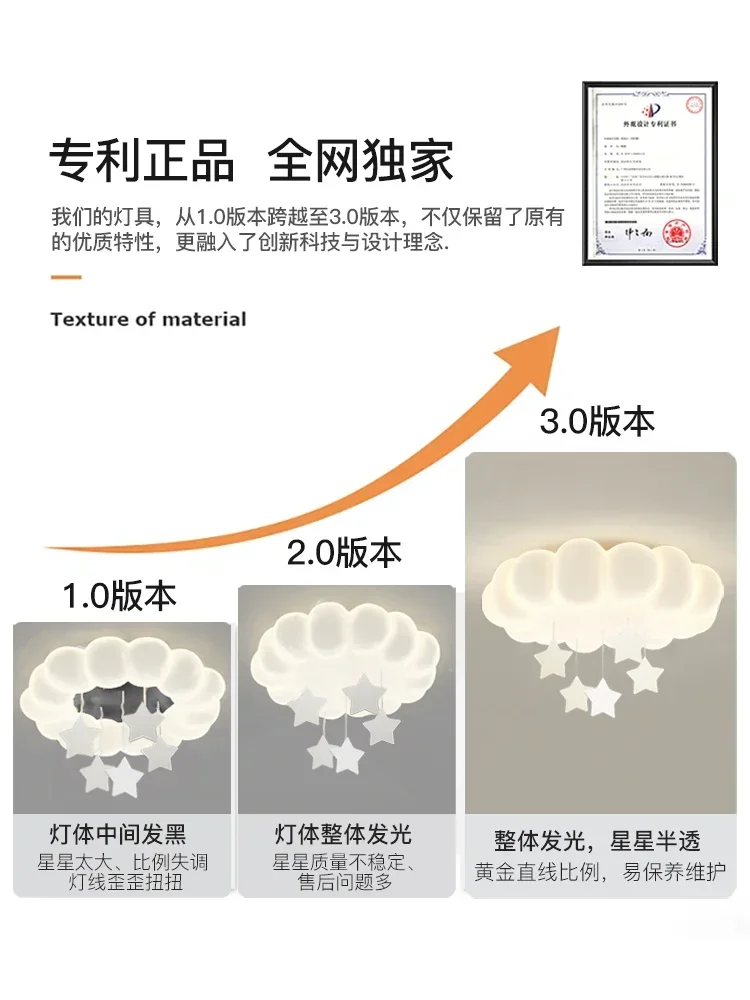 Star cloud bedroom light cream wind modern simple warm eye protection girl children's room ceiling