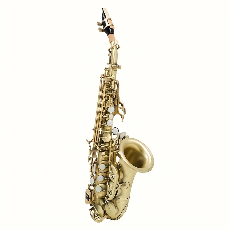 Best Quality New Curved Soprano Saxophone Brass Sax Bb key Professional Music instrument Antique copper With Case