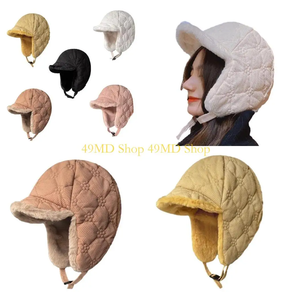 49MD Modische Winter-Pilotenmütze mit Ohrenklappen für Damen und Herren, winddicht und warm