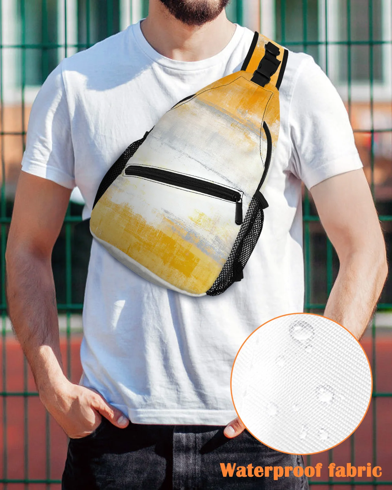 Bolsos de pecho de jengibre de arte abstracto para mujeres y hombres, bolsas de mensajero impermeables, bolso cruzado de un hombro ajustable, bolso de viaje deportivo femenino