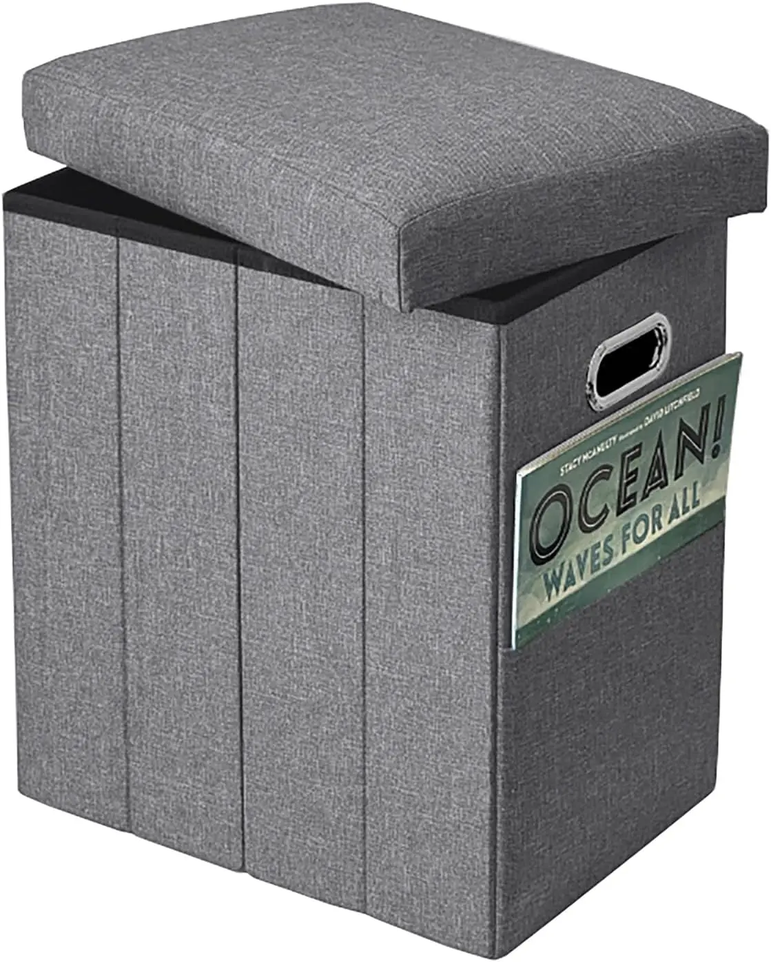 

Tall Ottoman With Storage Collapsible Fabric Small Slim Folding Ottoman Furniture With Handles Lid For Room Footrest Foot Stool