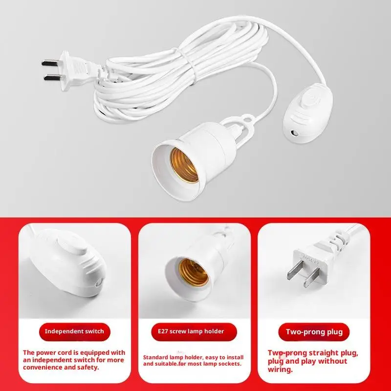 5/8M Lamp Bases Universal With Switch Led Bulb Socket Adapter Suspension E27 Screw Lamp Holder Accessories Tools